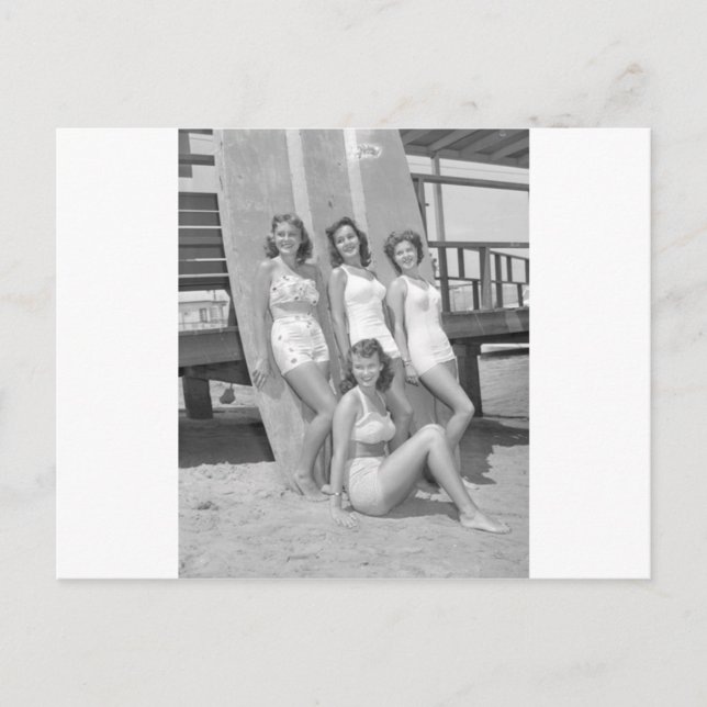 vintage Surferinnen Postkarte (Vorderseite)