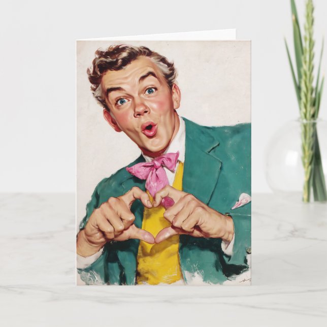 Vintage Surprise Heart Gesture Karte (Vorderseite)