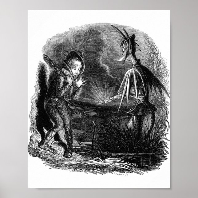 Vintage Surrealistische Buchdarstellung Poster (Vorne)