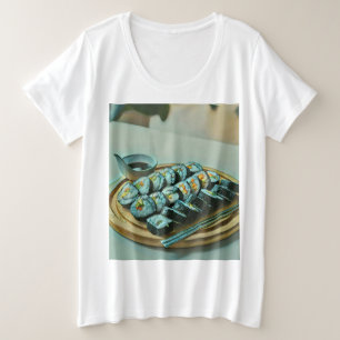 Vintage-Sushi-Kunstwerk Große Größe T-Shirt