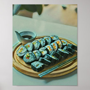 Vintage-Sushi-Kunstwerk Poster