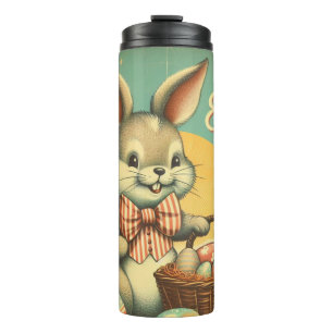 Vintage, süß, wunderlich & farbenfroher Osterhase Thermosbecher