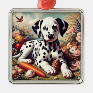 Vintage süße Dalmatiner-Malerei Ornament Aus Metall