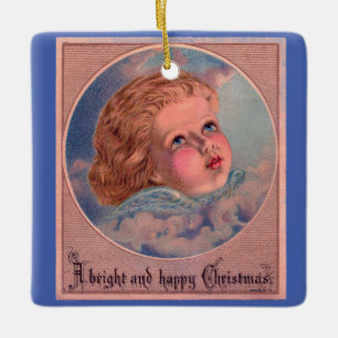 Vintage süße Engel-Gesichts-Keramik-Ornament Keramikornament