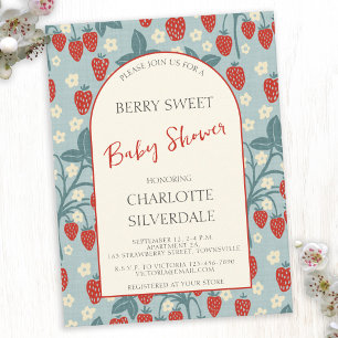 Vintage Süße Erdbeere Baby Shower Einladung Postkarte