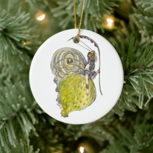 Vintage Süße Fantasy Schmetterlingsfee mit Flügeln Keramik Ornament