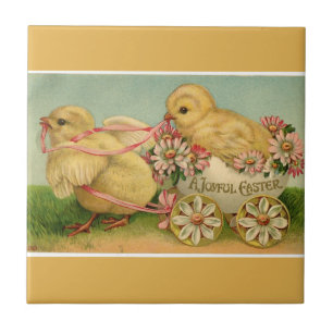 Vintage süße flauschige Küken Ostern Fliese