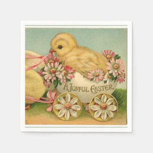 Vintage süße flauschige Küken Ostern Serviette
