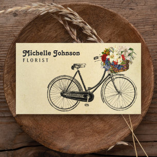 Vintage Süße Französische Fahrrad Blumen Florist Visitenkarte