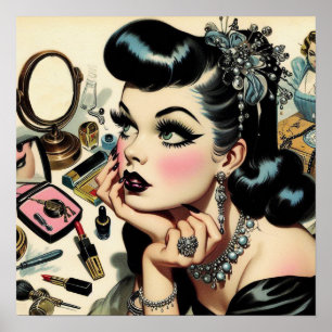Vintage süße Goth Pin Up Poster