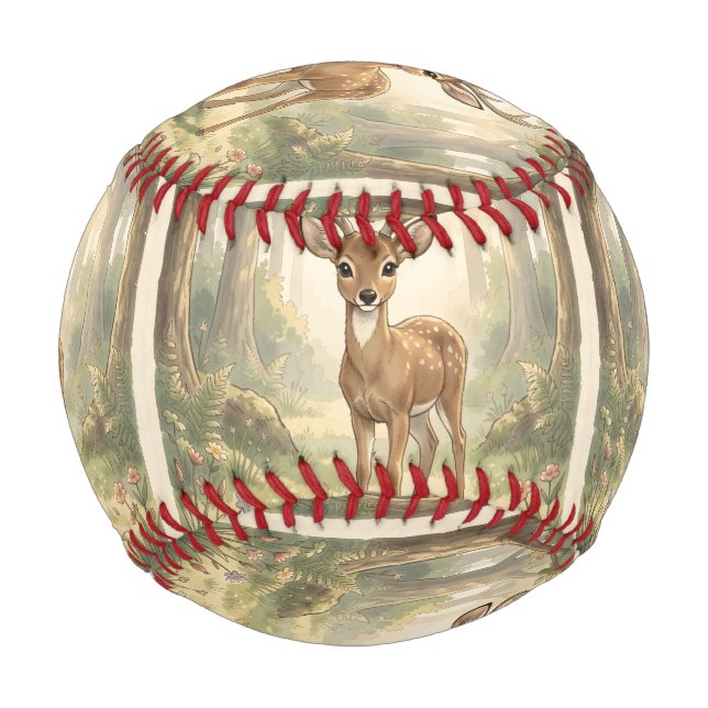 Vintage süße Hirsche im Wald Baseball (Vorderseite)