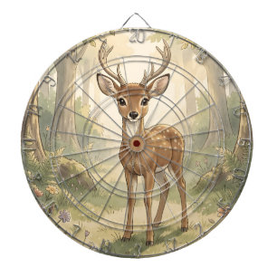 Vintage süße Hirsche im Wald Dartscheibe
