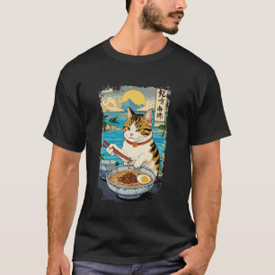 Vintage Süße Katze isst japanische Ramen-Nudel Män T-Shirt