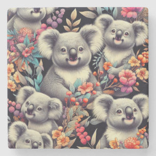 Vintage süße Koala-Malerei Steinuntersetzer