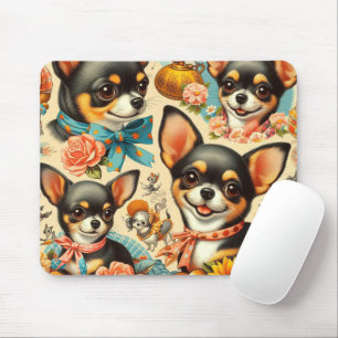 Vintage süße nahtlose Chihuahua Mousepad