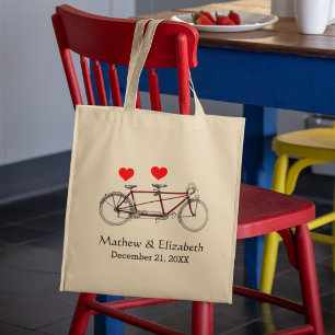 Vintage süße Tandemfahrrad-Hochzeit individuell Tragetasche