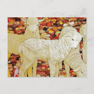 Vintage Süße Tier-Ostern Postkarte