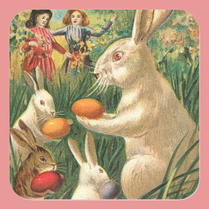 Vintage Süße Tier-Ostern Quadratischer Aufkleber