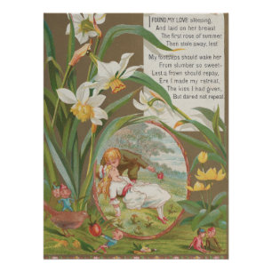 Vintage süße unschuldige Valentinstagskarte, Kate Poster