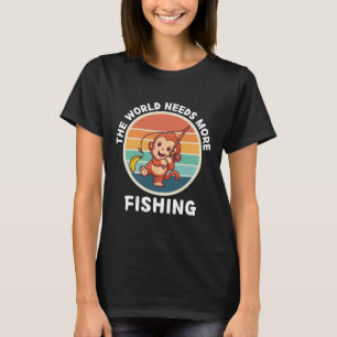 Vintage Süßer Affe Die Welt Braucht Mehr Angeln L T-Shirt