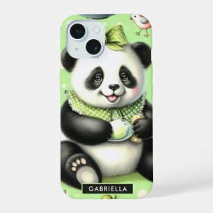 Vintage süßer Baby-Panda iPhone 15 Hülle