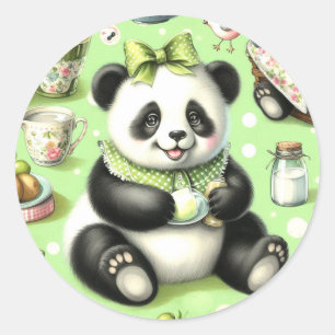 Vintage süßer Baby-Panda Runder Aufkleber