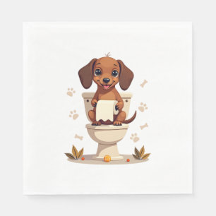 Vintage süßer Dackel auf Toilette Cartoon Badezimm Serviette