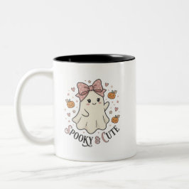 Vintage Süßer Geist-Schleifen Halloween-Grafik Zweifarbige Tasse