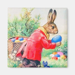 Vintage süßer Hase und farbenfrohe Ostereier Magnet