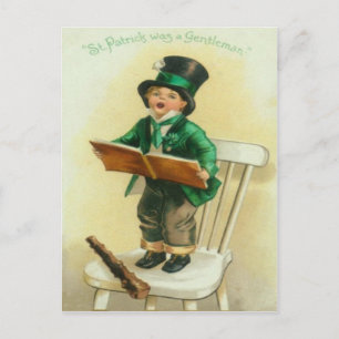 Vintage Süßer Junge Shillelagh St. Patrick's Day K Postkarte