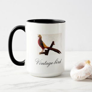 Vintage Süßer Rot Heller Farbiger Vogel und Laubwe Tasse