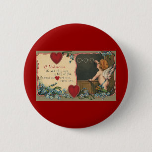 Vintage Süßer Valentinstag, Cherub-Lehrer Button