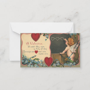Vintage Süßer Valentinstag, Cherub-Lehrer Mitteilungskarte