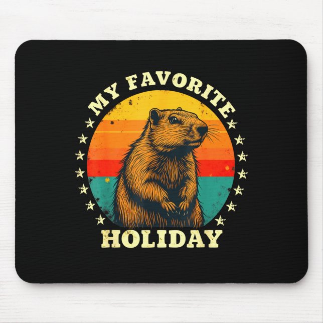 Vintage Süßer Waldmurmeltier-Feiertag Murmeltierta Mousepad (Vorne)