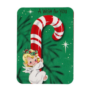 Vintage süßer Weihnachts-Baby-Engel auf einer Cand Magnet