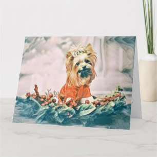 Vintage süßer Weihnachts Hund Wasserfarben Karte