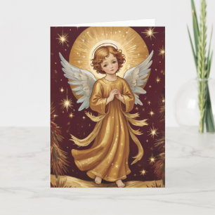 Vintage Süßer Weihnachtsengel Personalisierte Nach Feiertagskarte