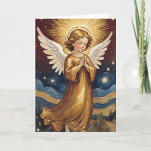 Vintage Süßer Weihnachtsengel Personalisierter Url Feiertagskarte