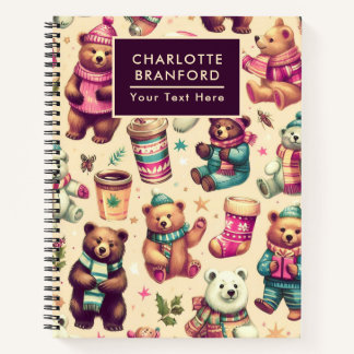 Vintage süßer Winter-Teddybär-Muster Notizbuch