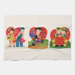 Vintage Süßes Valentinstag, Retro 50er Kitsch Cof Geschirrtuch