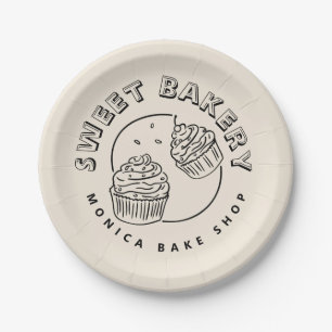 Vintage Süßigkeiten-Bäckerei-Logo Pappteller