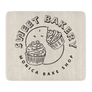 Vintage Süßigkeiten-Bäckerei-Logo Schneidebrett