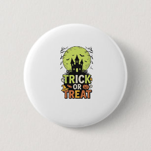 Vintage-Süßigkeiten-oder-Saures-Spukhaus-Halloween Button