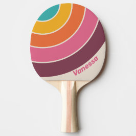Vintage Süßigkeiten Regenbogen Kreis Streifen mit Tischtennis Schläger