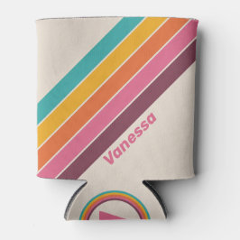 Vintage Süßigkeiten Regenbogen Streifen mit Namen Dosenkühler