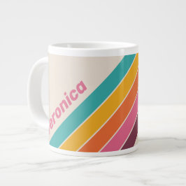 Vintage Süßigkeiten Regenbogen Streifen mit Namen Jumbo-Tasse