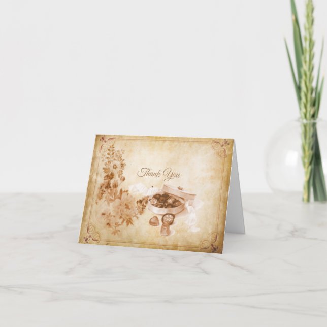 Vintage Süßigkeiten und Blume Dankeskarte (Vorderseite)