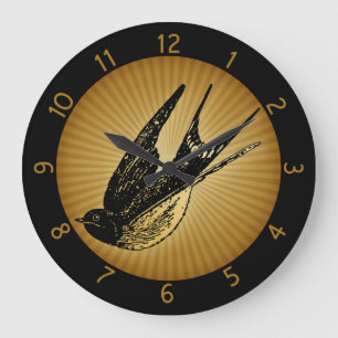 Vintage Swallow Bird Große Wanduhr