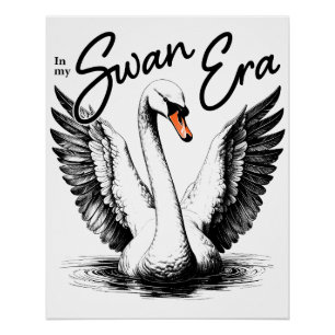Vintage Swan Ära Black Print Poster