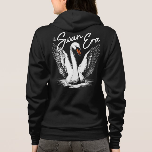 Vintage Swan-Ära - Weiße Druckfront und Rückseite Hoodie (Rückseite)
